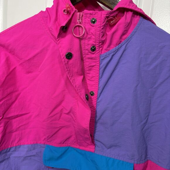 Alab Colorblock Windbreaker Women S 90s Retro Neon Pullover Jacket Y2K Vibes - Picture 2 of 11